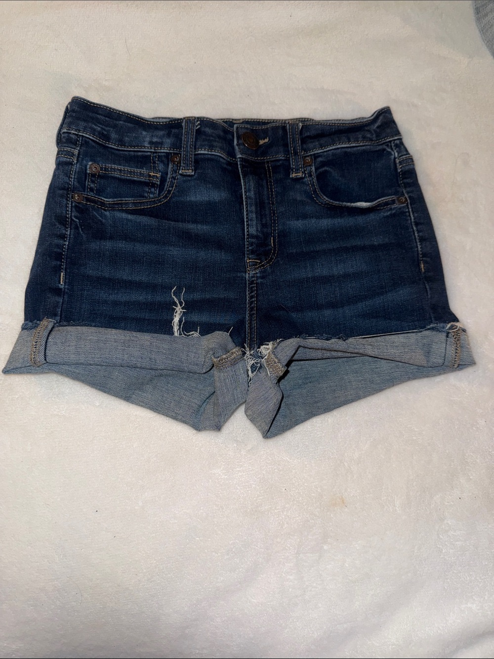American Eagle Outfitters Dark Blue Rolled Cuff Denim Shorts
